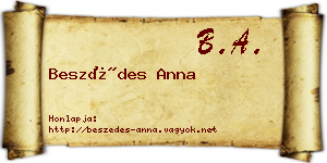 Beszédes Anna névjegykártya