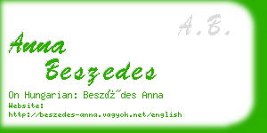 anna beszedes business card